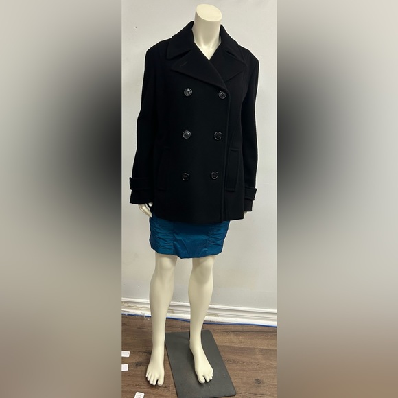 BRAETAN 100%WOOL PEA COAT DOUBLE BREASTED IN BLACK SIZE LARGE - Picture 4 of 12